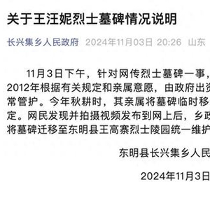 山东东明发布“关于王汪妮烈士墓碑情况说明”