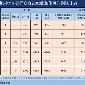 2024年10月贵州省查处群众身边腐败和作风问题1702起