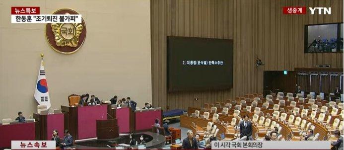 韩国会全体会议在场议员人数不足,投票陷入停滞