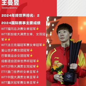 王曼昱年终总结：世界排名第二，获得了八块金牌
