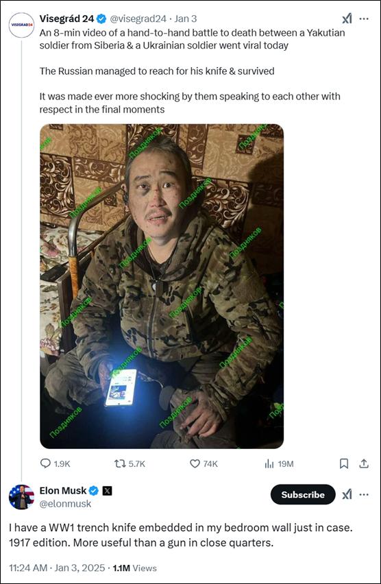 俄乌士兵在战场激烈肉搏视频曝光!马斯克发声