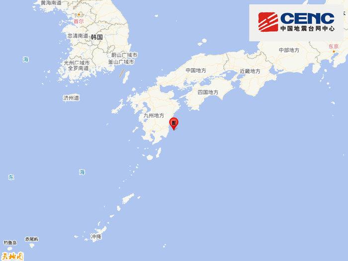 日本九州岛附近海域发生6.7级地震,震源深度20千米