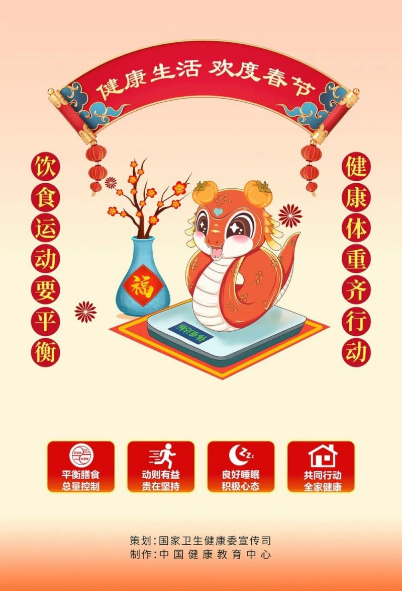 健康生活，欢度春节――蛇年春节科普海报【健康幸福过大年】（15）