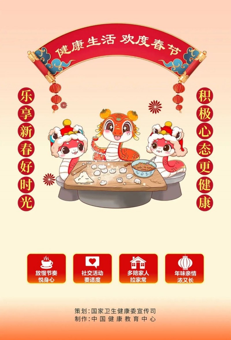 健康生活，欢度春节――蛇年春节科普海报【健康幸福过大年】（15）