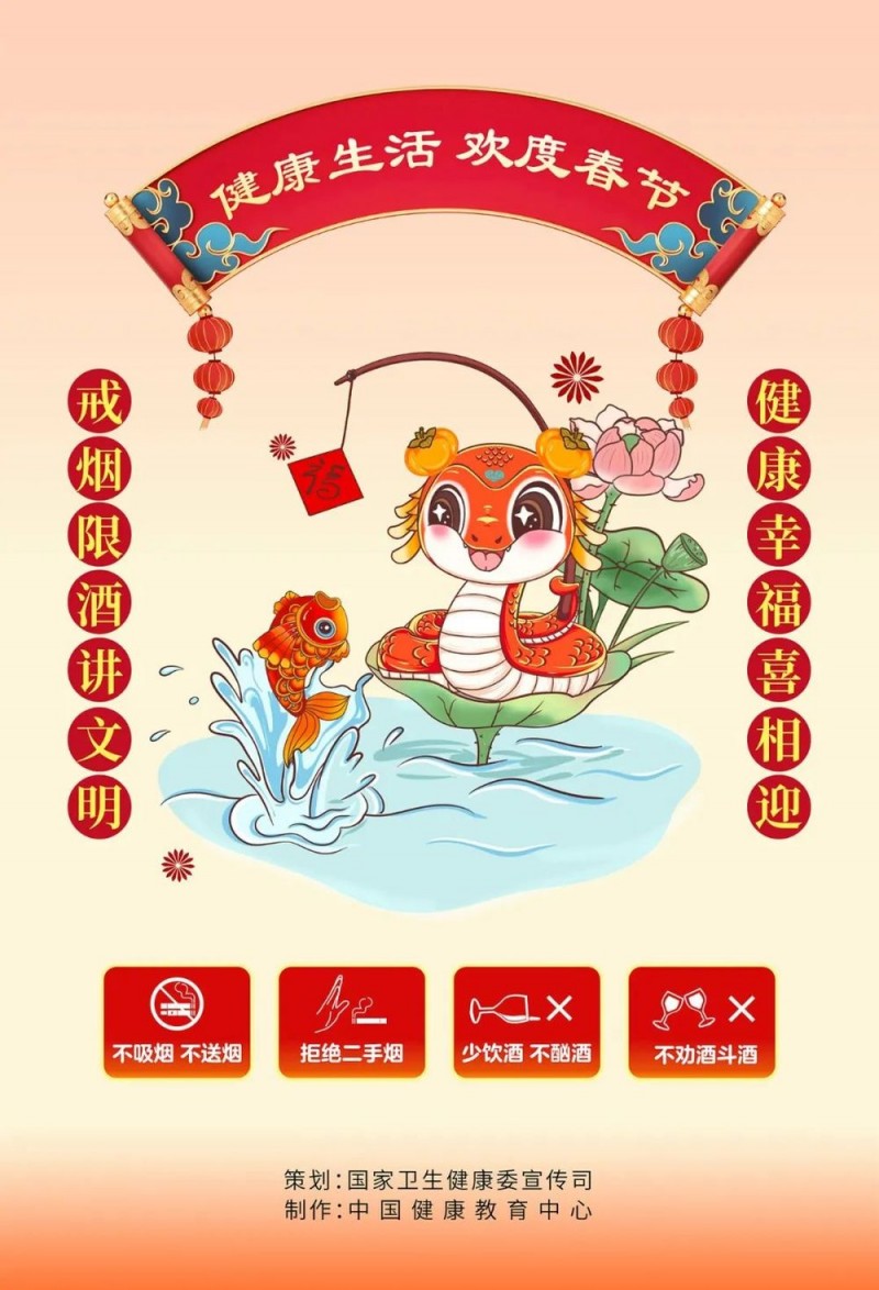 健康生活，欢度春节――蛇年春节科普海报【健康幸福过大年】（15）