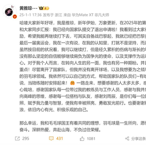 “雅思组合”黄雅琼宣布：已向国家队提交退出申请
