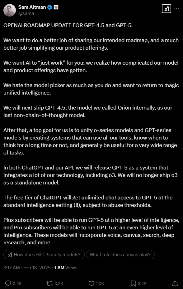 OpenAI放大招！将推出GPT-5，免费使用；小米智驾负责人出色完成任务拿A；微软官宣退出HoloLens硬件业务丨雷峰早报