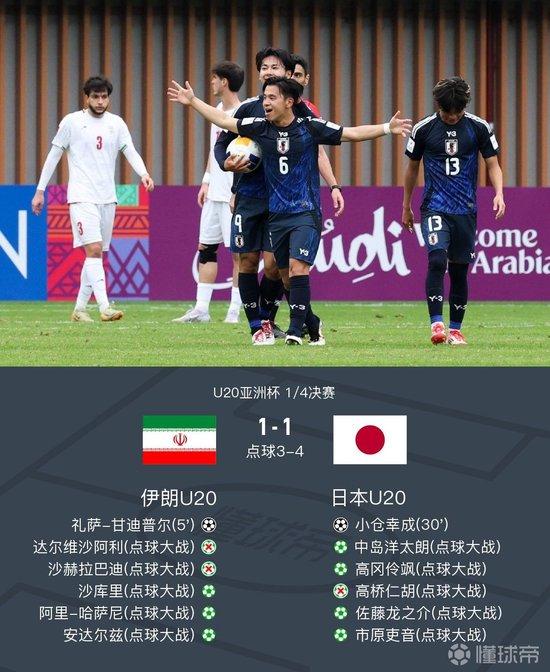 U20日本5-4点杀伊朗U20晋级4强,市原吏音罚入制胜点球