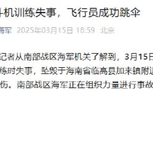 战斗机训练失事，飞行员成功跳伞