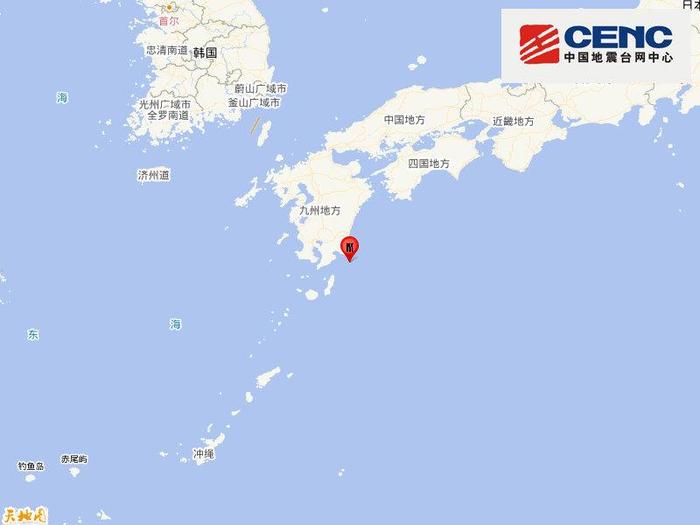 日本九州岛附近海域发生6.2级地震 震源深度30千米
