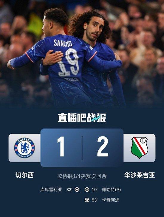 输球晋级!切尔西1-2华沙莱吉亚总比分4-2进4强 桑乔助攻库库破门