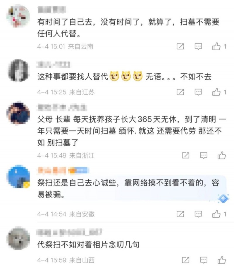 看丹观察虼哭代烧代聊天……网友：祭扫也能代？！靠谱吗？