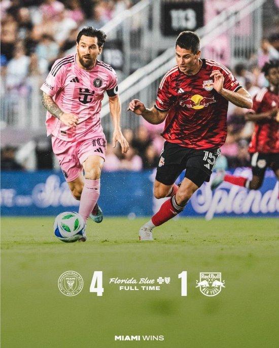 止3连败!迈阿密4-1纽约红牛 梅西破4场球荒+赛季第9球苏牙传射