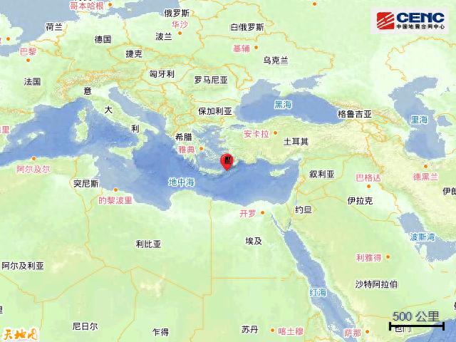 希腊克里特岛附近海域发生6.0级地震