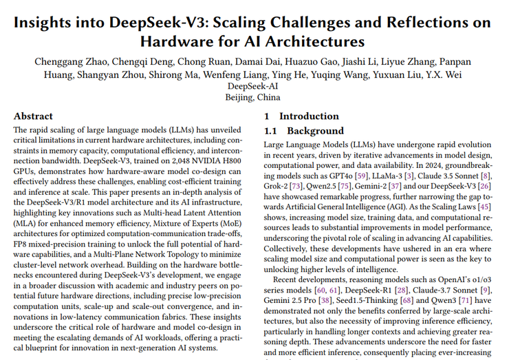 首次披露！DeepSeek V3 发布软硬一体协同训练论文，公开“降成本”秘诀