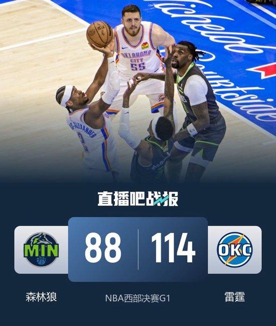 森林狼替补41中9 !亚历山大31+9 华子末节零分 雷霆擒狼1-0
