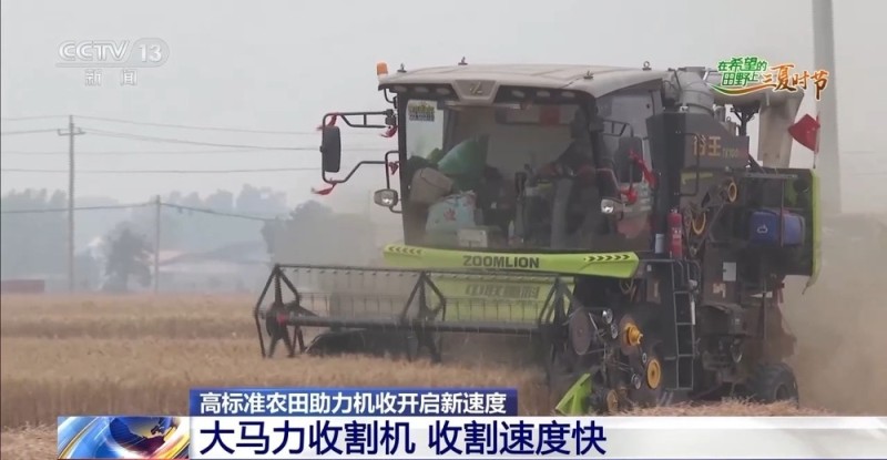 全国麦收进度已超两成 大马力农机+高标准农田跑出夏收新速度