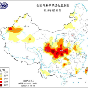 气象干旱黄色预警继续：陕西、河南、甘肃等地存在重度及以上气象干旱，局地特旱