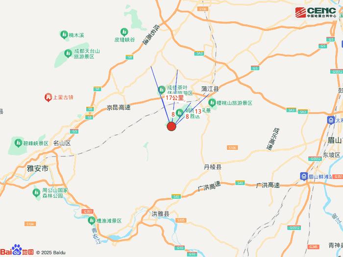 四川成都市蒲江县发生3.6级地震