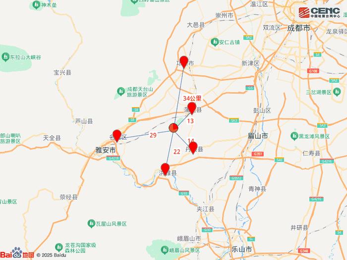 四川成都市蒲江县发生3.6级地震