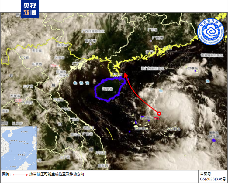热带低压即将在南海生成 明晨登陆琼粤暴雨来袭