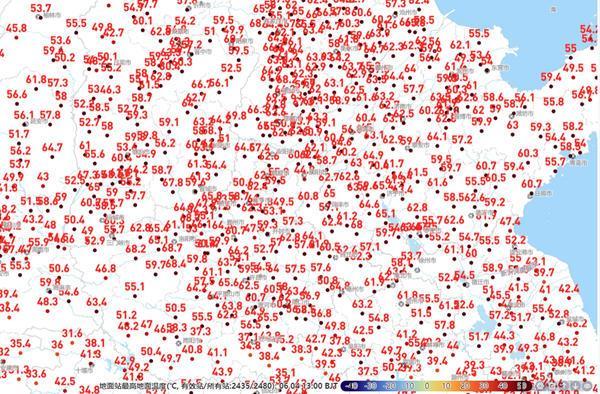 气温实况图热到发红！多地地表温度超60℃