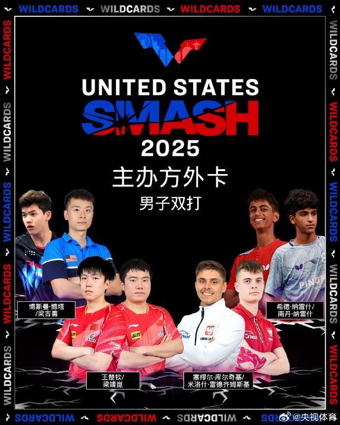 王楚钦梁靖获美国大满贯男双外卡