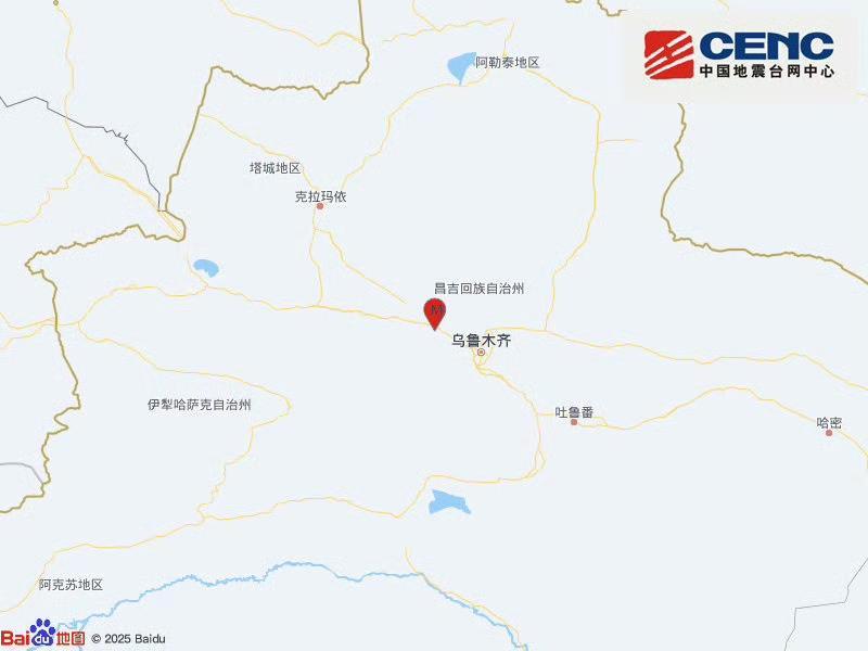 新疆昌吉州呼图壁县发生3.8级地震 震源深度12公里