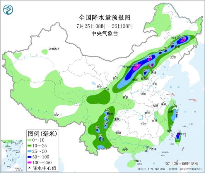 华北地区东北地区等地有强降雨 华东地区有分散性强降雨