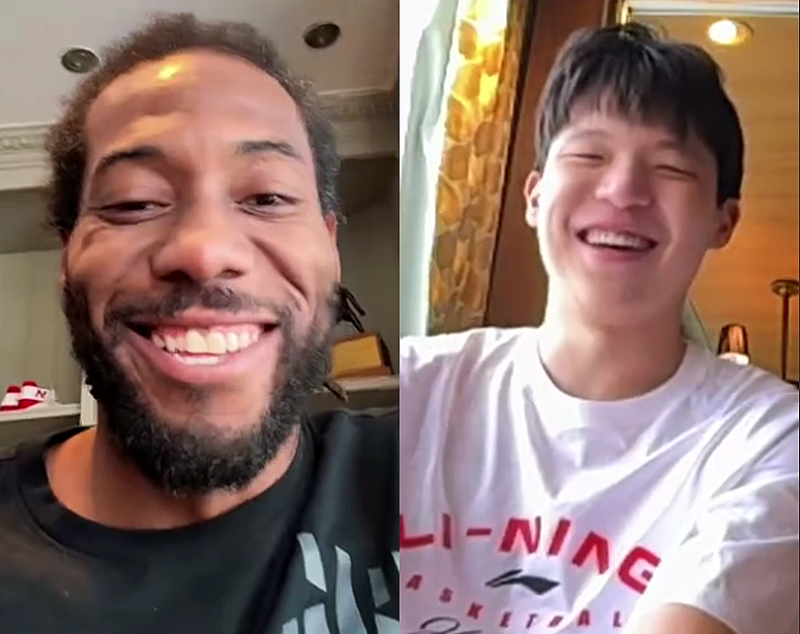 杨瀚森连线小卡！搞笑教他说中文垃圾话 相约在中国一起练球