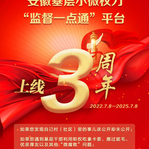 安徽基层小微权力“监督一点通”平台上线三周年