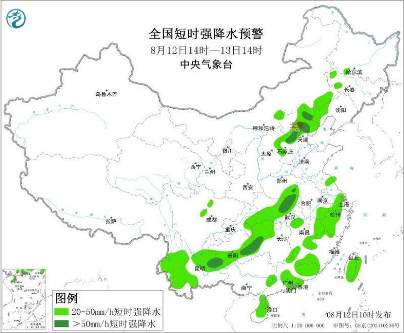 强对流黄色预警：北京天津等地部分地区将有10级以上雷暴大风