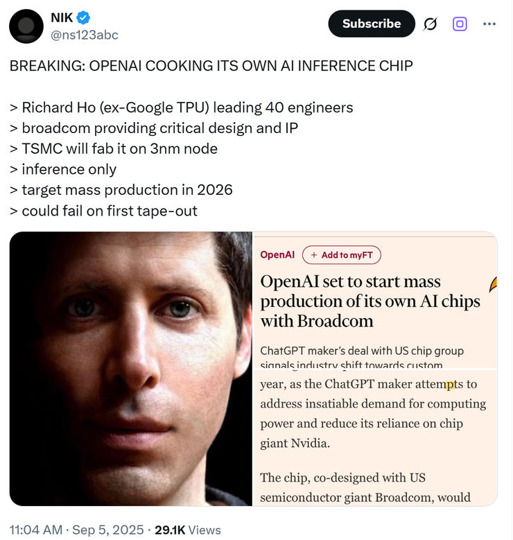OpenAI 不想再「跪着」买显卡了