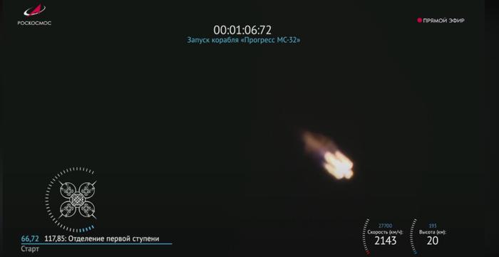 俄“进步MS-32”货运飞船升空 为国际空间站运送补给