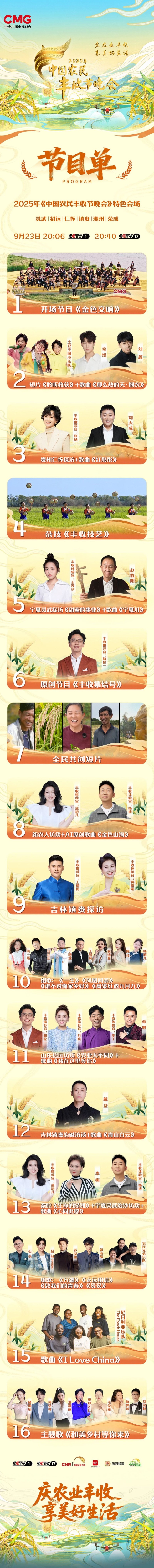 天南海北庆丰收！2025年《中国农民丰收节晚会》今晚播出