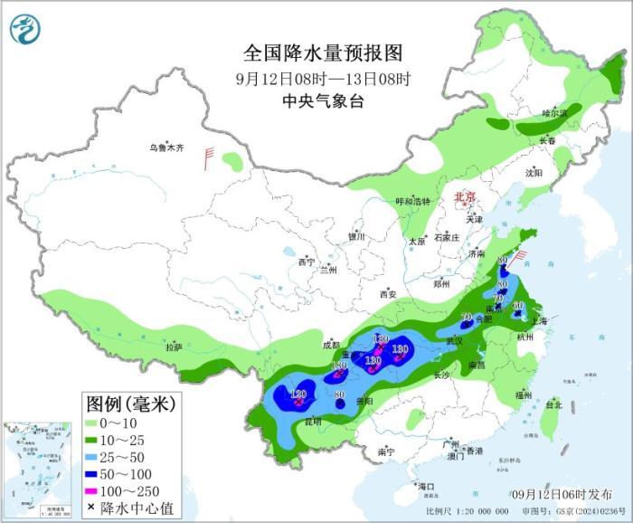 西南地区江南西部有较强降水 内蒙古黄海海域有大风天气