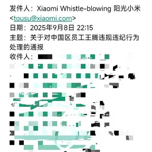 小米内部通报：中国区市场部总经理王腾因泄密被辞退