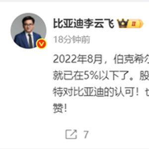 比亚迪李云飞回应巴菲特清仓：股票投资有买就有卖，这是很正常的事情