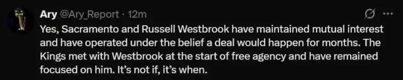 来了来了！强烈有意威少！终于有NBA球队接手