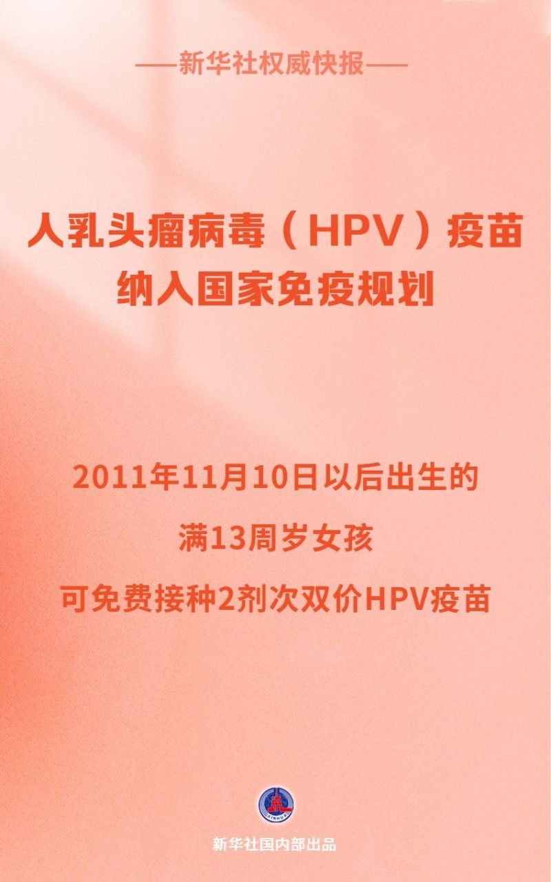 新华鲜报|HPV疫苗免费接种!守护女性健康的国家承诺