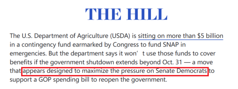 闪评|美政府继续“停摆” 应急资金分歧凸显“政治算计”