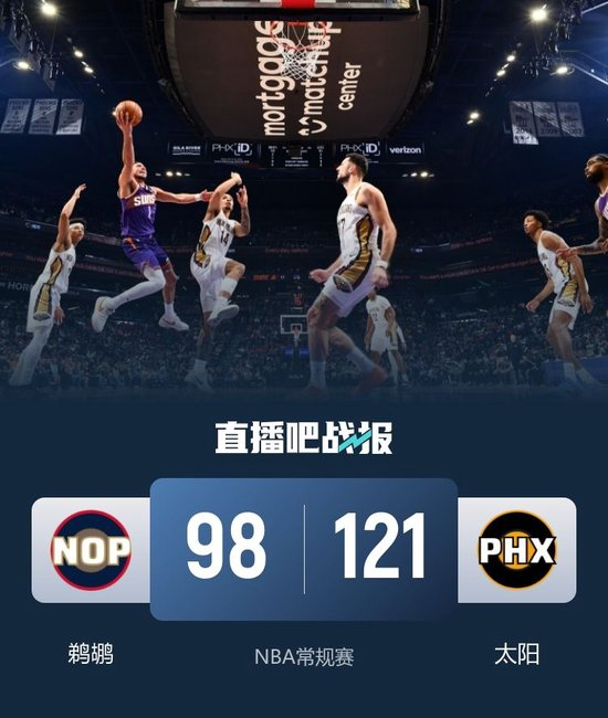 太阳大胜鹈鹕 阿伦10记三分爆砍42分 布克19分 墨菲21+10