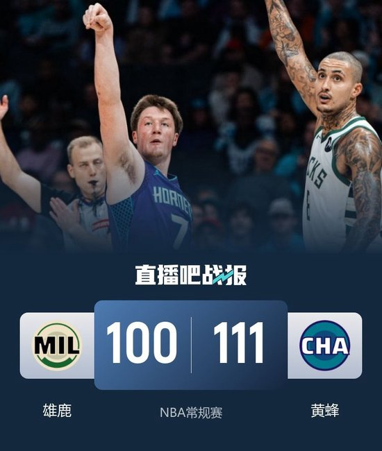 黄蜂轻取雄鹿 卡尔克布伦纳8中8砍17分9板3帽 字母哥缺阵