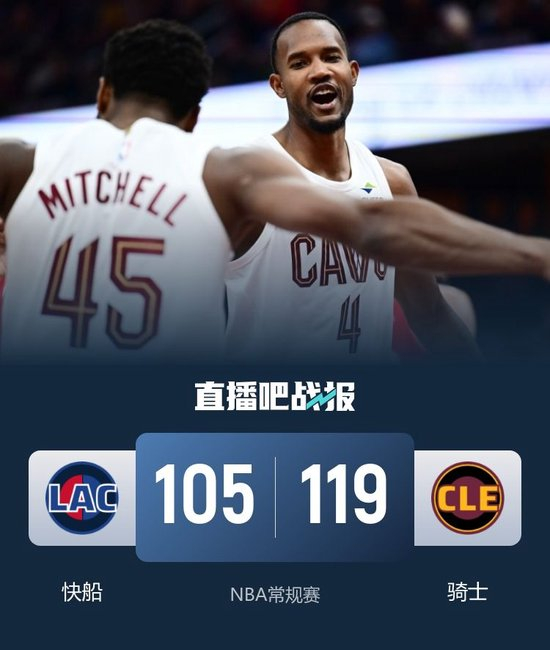 小卡复出20分 祖巴茨33+18 哈登16中5 米切尔37+8 快船负骑士