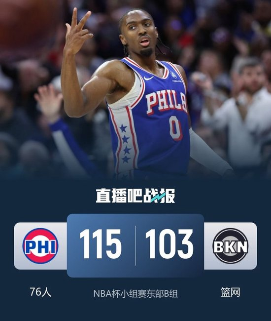 76人送篮网3连败 马克西22+9+7 庄神伤退 杰明23+9+5