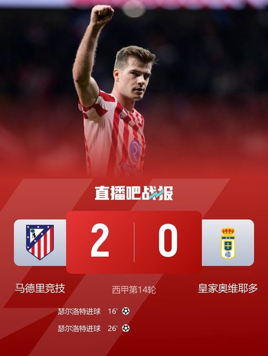 联赛6连胜！马竞2-0皇家奥维耶多下场将战巴萨 瑟尔洛特梅开二度