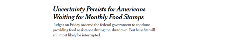 全球媒体聚焦美媒：政府关门超一个月 食品救济不确定性增加