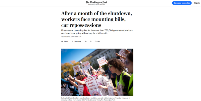 全球媒体聚焦美媒：政府关门超一个月 食品救济不确定性增加