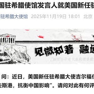 美国大使鼓噪赶走中企，中方回应：好好反省当年侮辱希腊人民的言行