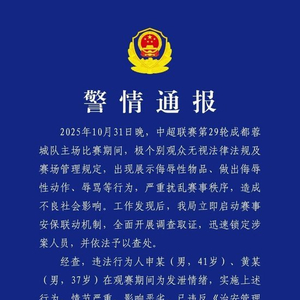 两名球迷做侮辱性动作，成都警方通报